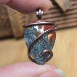 Flaming Common Opal Pendant Marcasite Inclusions - Copper Wrapped