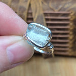 Aquamarine Crystal Ring – sz 7.5 – Clear Blue Natural Beryl