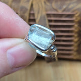 Aquamarine Crystal Ring – sz 7.5 – Clear Blue Natural Beryl