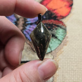 Indonesian Marcasite Plume Agate Pendant – Hand-Cut Double Point