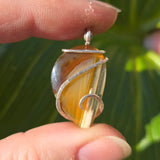 Carnelian Agate Pendant – Tension Wrapped in Sterling Silver