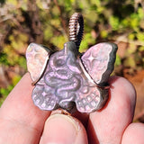 Purple Labradorite Wirewrapped Copper Pendant - Snake Butterfly Carved Wings