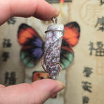 Rare Bright Purple Luna Agate Pendant in Silver – Mexican Orbicular Chalcedony