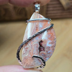 Crazy Lace Agate Pendant – Rosy Canyon with Crystal Cave in Sterling Silver