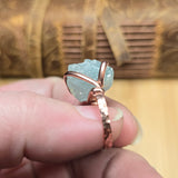 Raw Crystal Copper Ring sz 7 – Raw Sky Blue Aquamarine Beryl