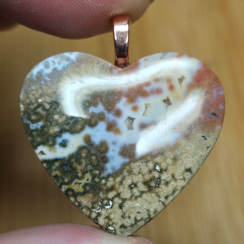River Jasper Heart Pendant – Earth and Sky Rose Gold Tone
