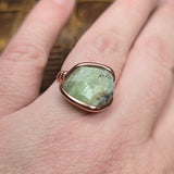 Natural Peridot Copper Ring – Size 10 – Raw Green Crystal in Forged Copper