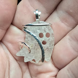 Quartz Crystal Ghost Pendant in Sterling Silver - Left Facing