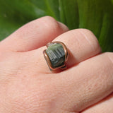 Raw Green Tourmaline Crystal Ring in Copper Ring Sz 10
