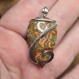 Marcasite Agate Pendant – Fire Vein with Crystal Cave in Sterling Silver