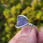 Raw Iolite Crystal Ring sz 6.5 Sterling Silver – Blue to Grey Pleochroic Shift