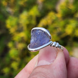 Raw Iolite Crystal Ring sz 6.5 Sterling Silver – Blue to Grey Pleochroic Shift