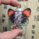 Rare Bright Purple Luna Agate Pendant in Silver – Mexican Orbicular Chalcedony