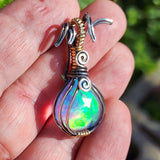 Aurora Opal Onion Pendant – Sterling Silver + 14kt Gold Fill