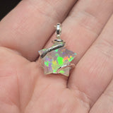 Aurora Opal Star Pendant - Sterling Silver - Lab-Grown Magic