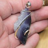 Purple Red Agate Crystal Pendant – Sterling Silver One-of-a-Kind
