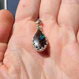 Shimmering Drop Boulder Opal Pendant in Sterling Silver