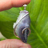 Purple Red Agate Crystal Pendant – Sterling Silver One-of-a-Kind