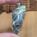 Marcasite Plume Agate Pendant in Sterling – Forged Embrace Setting