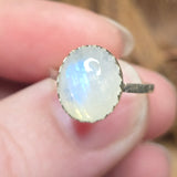 Bright Blue Glow Moonstone Ring sz 7.75 – Sterling Silver