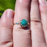 Natural Turquoise Ring sz 9.25 – Hammered Sterling Silver Bright Blue-Green