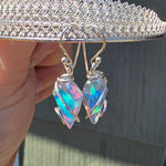 Faceted Rainbow Aurora Opal Earrings In Sterling Silver