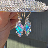 Faceted Rainbow Aurora Opal Earrings In Sterling Silver