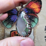 Banded Agate with Moss Agate Pendant in Copper