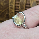 Raw Oregon Sunstone Ring sz 8 - Sterling Silver