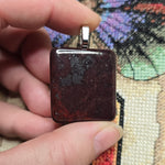 Red Moss Jasper Pendant – Square-Cut with Black Manganese Veins