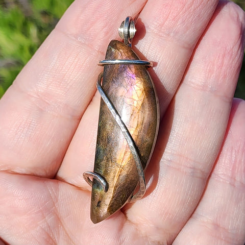 Pink Orange Purple Labradorite Pendant