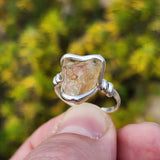 Oregon Sunstone Ring sz 8.5 Sterling Silver – Pink Center with Light Schiller