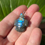 Tidewalker – Labradorite Sea Turtle Pendant in Sterling Silver
