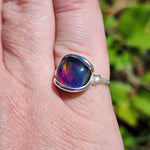 Aurora Opal Ring sz 8.5 – Lab-Grown Doublet in Sterling Silver