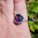 Aurora Opal Ring sz 8.5 – Lab-Grown Doublet in Sterling Silver