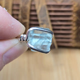 Aquamarine Crystal Ring – sz 7.5 – Clear Blue Natural Beryl