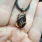 Australian Boulder Opal Pendant in 14kt Yellow Gold Filled - Lightning Bolt Opal