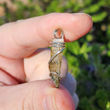 Raw Watermelon Tourmaline Crystal Pendant in Sterling Silver