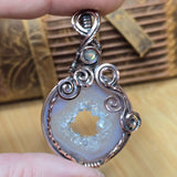 Purple Agate Geode Pendant – Quartz Crystal Portal in Antiqued Copper