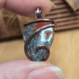 Flaming Common Opal Pendant Marcasite Inclusions - Copper Wrapped
