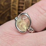Raw Oregon Sunstone Ring sz 8 - Sterling Silver