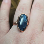 Pietersite Copper Ring sz Size 9.5 – Stormy Blue Fibrous Chatoyance