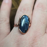 Pietersite Copper Ring sz Size 9.5 – Stormy Blue Fibrous Chatoyance