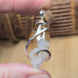 Golden Tube + Moss Carnelian Agate Pendant – Sterling Silver