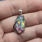 Large Marquis Aurora Opal Pendant – Sterling Silver