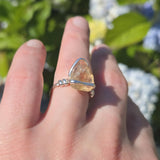 Oregon Sunstone Ring sz 8.5 Sterling Silver – Pink Center with Light Schiller