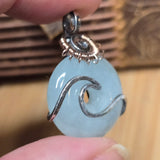 Aquamarine Donut Pendant Sterling Silver 14kt Rose Gold Filled Wave Wrap