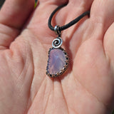 UV-Reactive Lavender Moon Quartz Pendant – 7ct Handmade in Antiqued Sterling Silver
