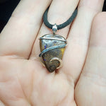 Australian Boulder Opal Pendant in Sterling Silver with Blue Flash