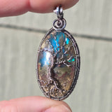 Tree of Life Pendant – Aurora Opal + Moss Agate Doublet in Sterling Silver